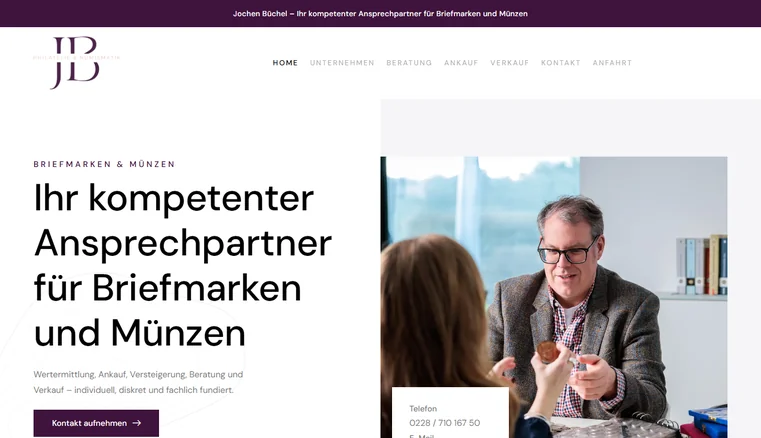 Webdesign und SEO für Münzhändler und Briefmarkenhändler: Website nach dem Relaunch